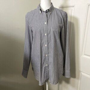 J Crew Womens Blue White Striped Long Sleeve Classic Cotton Button Up Shirt Sz 8